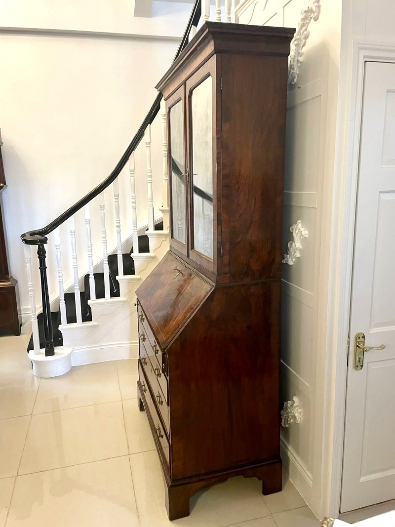 Antique George I Quality Figured Walnut Bureau Bookcase - Image 7